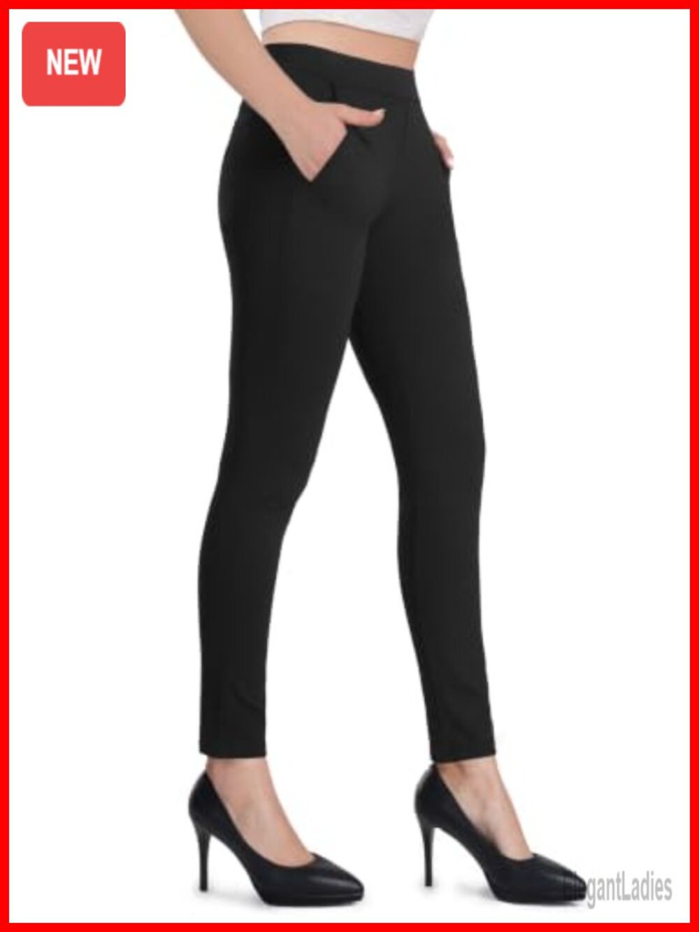 Women's Skinny Dress Pants High Waist Pull-On Stretchy Office Slacks